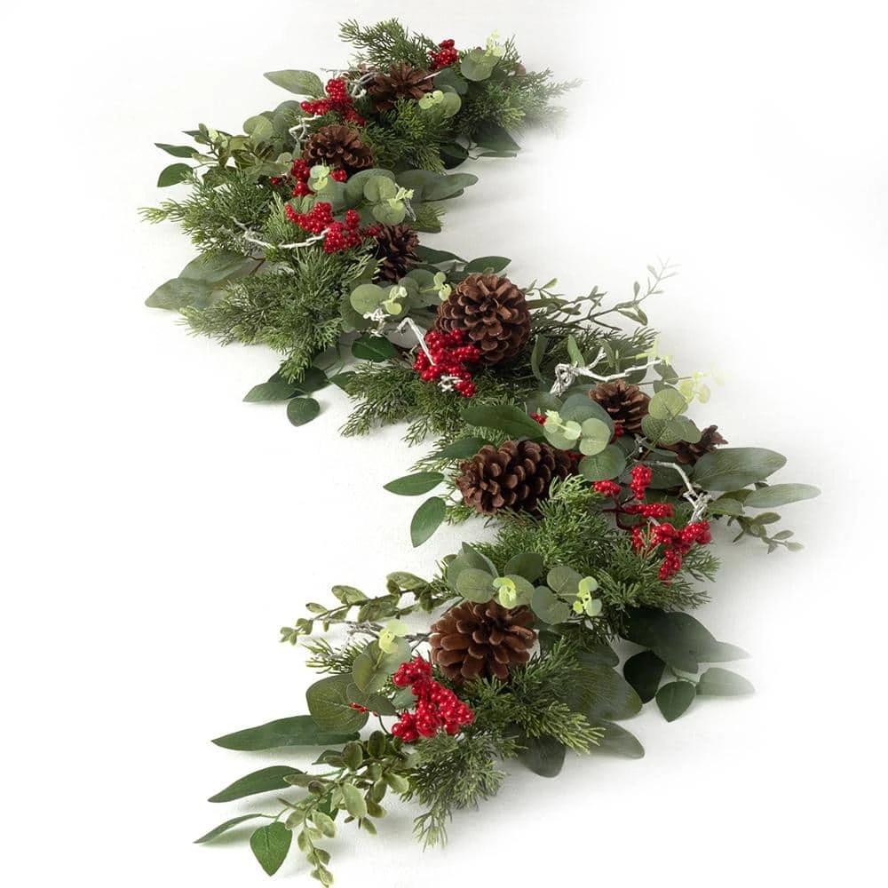 6 Ft. Multicolor Pine And Berry Unlit Artificial Christmas Garland 3 6 Ft. Multicolor Pine And Berry Unlit Artificial Christmas Garland
