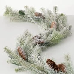 72 In. Snowy Pinecone Unlit Artificial Christmas Garland, Green Christmas Garland