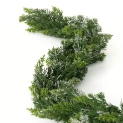 Artificial 6 Ft. Frosted Green Unlit Cedar Garland, Green Christmas Garland