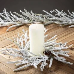 72 In. Artificial Flocked Pine Twig Christmas Garland, White -Christmas Decor Shop sullivans christmas garland gd1529 4f 1000