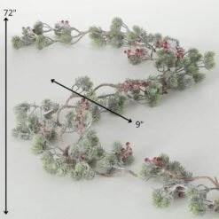 6 Ft. Artificial Unlit Snowy Pine Berry Christmas Garland, Green 12 6 Ft. Artificial Unlit Snowy Pine Berry Christmas Garland, Green -Christmas Decor Shop sullivans christmas garland gd1544 44 1000