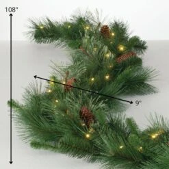 Artificial 9 Ft. LED Mixed Pine Christmas Garland With Pinecones, Green -Christmas Decor Shop sullivans christmas garland gd1574 31 1000