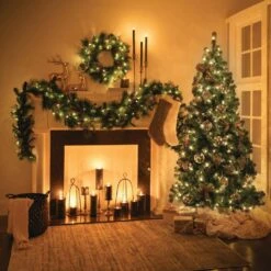 Artificial 9 Ft. LED Mixed Pine Christmas Garland With Pinecones, Green -Christmas Decor Shop sullivans christmas garland gd1574 d4 1000