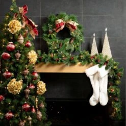 Artificial 9 Ft. LED Mixed Pine Christmas Garland With Pinecones And Berries, Green -Christmas Decor Shop sullivans christmas garland gd1576 76 1000