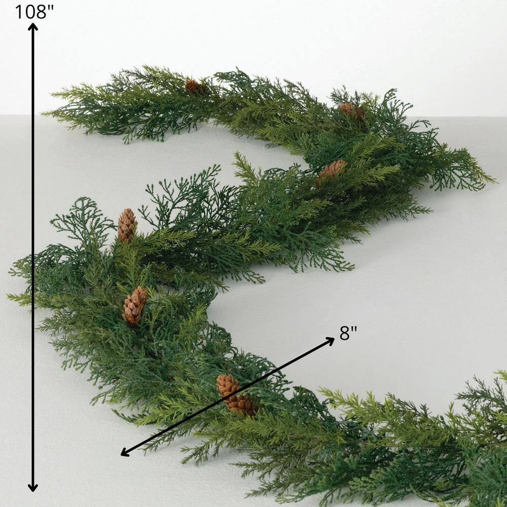 Artificial 9 Ft. Arborvitae Cedar Unlit Christmas Garland, Green 7 Artificial 9 Ft. Arborvitae Cedar Unlit Christmas Garland, Green - Image 5