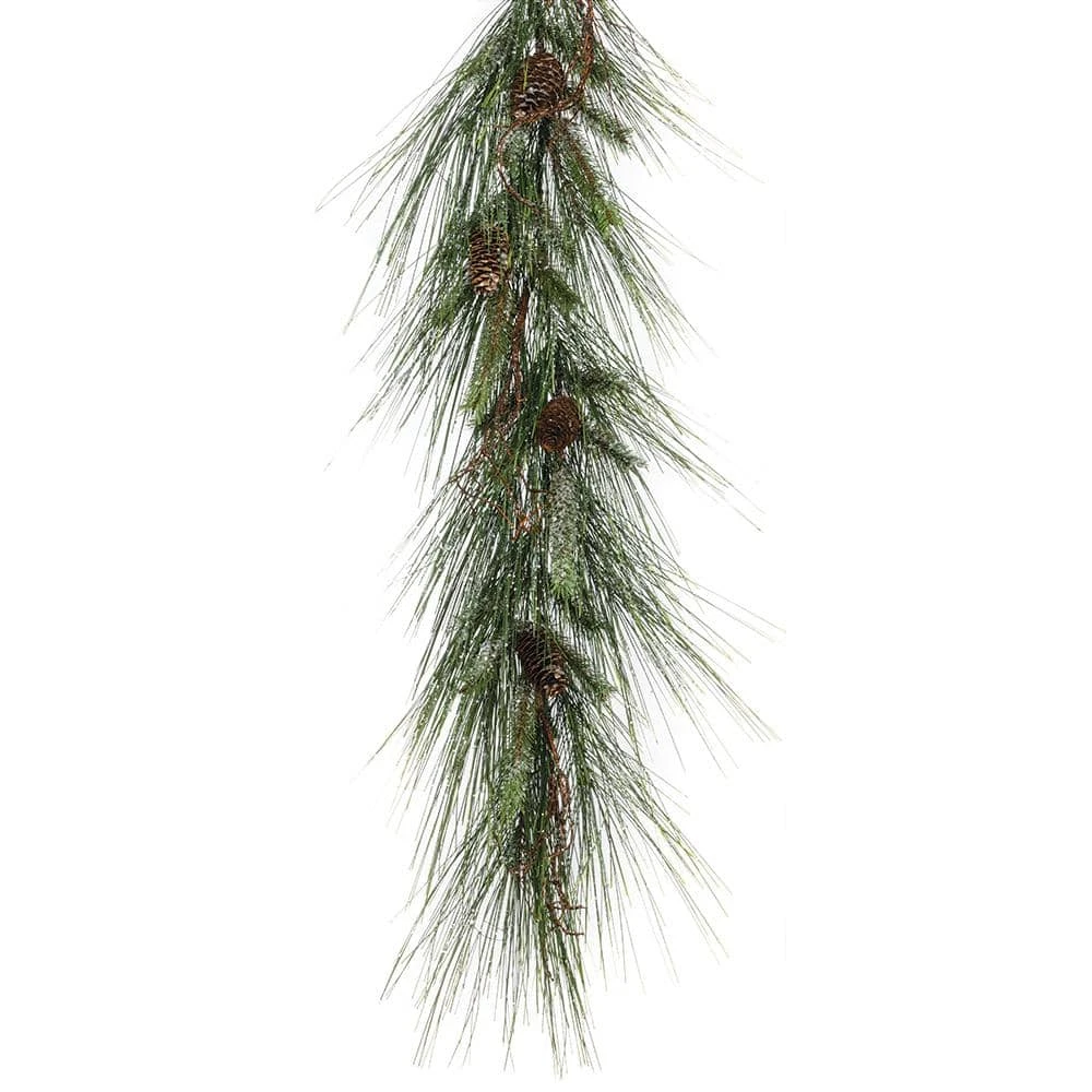6 Ft. Green Iced Long Needle Pine And Cone Unlit Artificial Christmas Garland 3 6 Ft. Green Iced Long Needle Pine And Cone Unlit Artificial Christmas Garland
