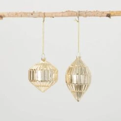 4" And 5.5" Gold Mirrored Ornament (Set Of 2)