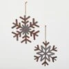19.5" & 22" Brown Wood & Metal Oversized Snowflake Ornament - Set Of 2 -Christmas Decor Shop sullivans christmas ornament sets or10353 64 1000