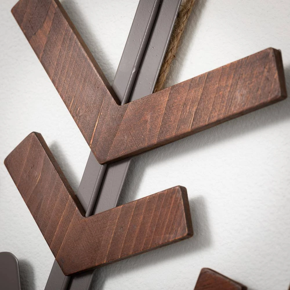 19.5" & 22" Brown Wood & Metal Oversized Snowflake Ornament - Set Of 2 4 19.5" & 22" Brown Wood & Metal Oversized Snowflake Ornament - Set Of 2 - Image 2