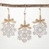6.25 In. Wood Snowflake Ornament - Set Of 3, White Christmas Ornaments -Christmas Decor Shop sullivans christmas ornament sets or10678 64 1000