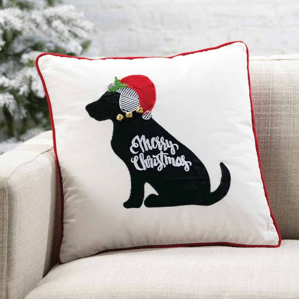 18 In. Multicolor Christmas Dog Cotton Pillow 5 18 In. Multicolor Christmas Dog Cotton Pillow - Image 3