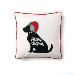 18 In. Multicolor Christmas Dog Cotton Pillow