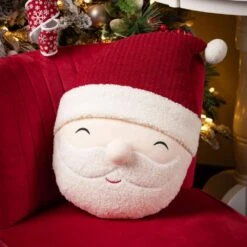 18 In. Smiling Santa Head Christmas Throw Pillow, Red White -Christmas Decor Shop sullivans christmas textiles pil434 4f 1000