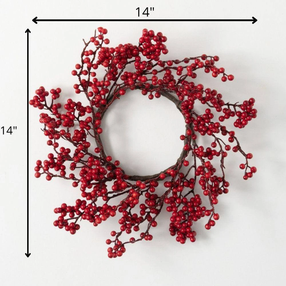14 In. Unlit Red Berry Mini Artificial Christmas Wreath 5 14 In. Unlit Red Berry Mini Artificial Christmas Wreath - Image 3