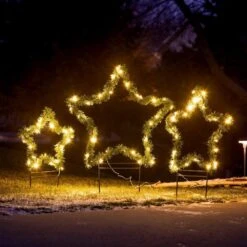 31.5 In. 36 In. And 40.5 In. Large Lighted Star Christmas Yard Decor - Set Of 3, Green -Christmas Decor Shop sullivans christmas yard decorations met2206 4f 1000