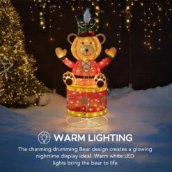 57 In. Christmas Lighted Drumming Bear, 3D Tinsel Santa Outdoor Garden Yard Lawn Festive Holiday Decoration With Lights 16 57 In. Christmas Lighted Drumming Bear, 3D Tinsel Santa Outdoor Garden Yard Lawn Festive Holiday Decoration With Lights -Christmas Decor Shop sunjoy christmas yard decorations d116020900 1d 1000