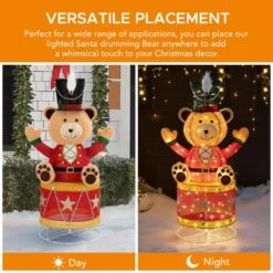 57 In. Christmas Lighted Drumming Bear, 3D Tinsel Santa Outdoor Garden Yard Lawn Festive Holiday Decoration With Lights 20 57 In. Christmas Lighted Drumming Bear, 3D Tinsel Santa Outdoor Garden Yard Lawn Festive Holiday Decoration With Lights -Christmas Decor Shop sunjoy christmas yard decorations d116020900 1f 1000