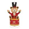 57 In. Christmas Lighted Drumming Bear, 3D Tinsel Santa Outdoor Garden Yard Lawn Festive Holiday Decoration With Lights -Christmas Decor Shop sunjoy christmas yard decorations d116020900 64 1000