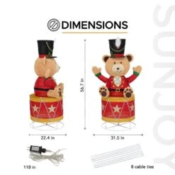 57 In. Christmas Lighted Drumming Bear, 3D Tinsel Santa Outdoor Garden Yard Lawn Festive Holiday Decoration With Lights 17 57 In. Christmas Lighted Drumming Bear, 3D Tinsel Santa Outdoor Garden Yard Lawn Festive Holiday Decoration With Lights -Christmas Decor Shop sunjoy christmas yard decorations d116020900 66 1000
