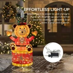 57 In. Christmas Lighted Drumming Bear, 3D Tinsel Santa Outdoor Garden Yard Lawn Festive Holiday Decoration With Lights 18 57 In. Christmas Lighted Drumming Bear, 3D Tinsel Santa Outdoor Garden Yard Lawn Festive Holiday Decoration With Lights -Christmas Decor Shop sunjoy christmas yard decorations d116020900 c3 1000
