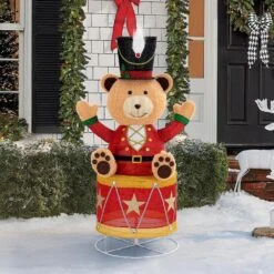 57 In. Christmas Lighted Drumming Bear, 3D Tinsel Santa Outdoor Garden Yard Lawn Festive Holiday Decoration With Lights 15 57 In. Christmas Lighted Drumming Bear, 3D Tinsel Santa Outdoor Garden Yard Lawn Festive Holiday Decoration With Lights -Christmas Decor Shop sunjoy christmas yard decorations d116020900 e1 1000