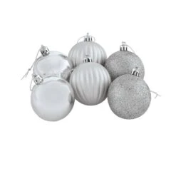 Silver Beautiful Baubles Plastic Ornament Set (25-Piece) 12 Silver Beautiful Baubles Plastic Ornament Set (25-Piece) -Christmas Decor Shop sunnydaze christmas ornament sets sme 466 40 1000
