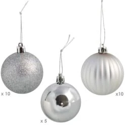 Silver Beautiful Baubles Plastic Ornament Set (25-Piece) 13 Silver Beautiful Baubles Plastic Ornament Set (25-Piece) -Christmas Decor Shop sunnydaze christmas ornament sets sme 466 c3 1000