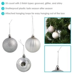Silver Beautiful Baubles Plastic Ornament Set (25-Piece) 17 Silver Beautiful Baubles Plastic Ornament Set (25-Piece) -Christmas Decor Shop sunnydaze christmas ornament sets sme 466 fa 1000
