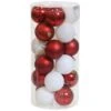 Red And White Merry Medley Plastic Ornament Set (24-Piece) -Christmas Decor Shop sunnydaze christmas ornament sets sme 534 64 1000