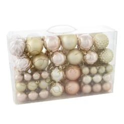 Winter Wonderland 100-Piece Rose Gold/Champagne Assorted Ornament -Christmas Decor Shop sunnydaze christmas ornament sets sme 9401 4f 1000