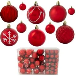 Winter Wonderland 100-Piece Red Assorted Ornament Set