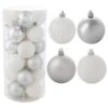 Merry Medley 24-Piece Plastic Ornament Set - 60 Mm - White/Silver -Christmas Decor Shop sunnydaze christmas ornament sets sme 98824 64 1000