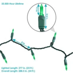 23 Ft. 70-Count Holiday Decor Green M6 Smooth LED String Lights -Christmas Decor Shop sunnydaze christmas string lights kwr 701 44 1000