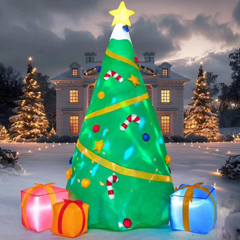 8 Ft. H X 4 Ft. W Green Vinyl Lighted Christmas Tree With Light Inflatable For Outdoor Christmas Decor 7 8 Ft. H X 4 Ft. W Green Vinyl Lighted Christmas Tree With Light Inflatable For Outdoor Christmas Decor - Image 5