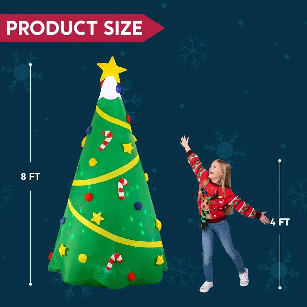 8 Ft. H X 4 Ft. W Green Vinyl Lighted Christmas Tree With Light Inflatable For Outdoor Christmas Decor 5 8 Ft. H X 4 Ft. W Green Vinyl Lighted Christmas Tree With Light Inflatable For Outdoor Christmas Decor - Image 3