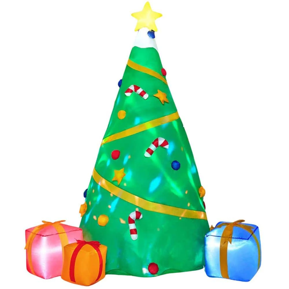 8 Ft. H X 4 Ft. W Green Vinyl Lighted Christmas Tree With Light Inflatable For Outdoor Christmas Decor 3 8 Ft. H X 4 Ft. W Green Vinyl Lighted Christmas Tree With Light Inflatable For Outdoor Christmas Decor
