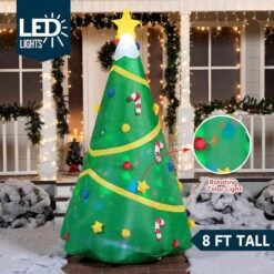 8 Ft. H X 4 Ft. W Green Vinyl Lighted Christmas Tree With Light Inflatable For Outdoor Christmas Decor 14 8 Ft. H X 4 Ft. W Green Vinyl Lighted Christmas Tree With Light Inflatable For Outdoor Christmas Decor -Christmas Decor Shop syncfun christmas inflatables 30090 fa 1000
