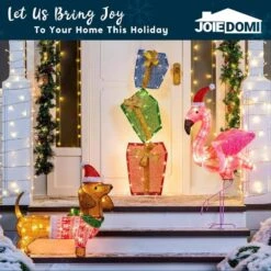 Syncfun 2.5 Ft. Long Multicolored Tinsel Wiener Dog Warm White LED Lights, Indoor Outdoor Christmas Decoration -Christmas Decor Shop syncfun christmas yard decorations 30680 4f 1000