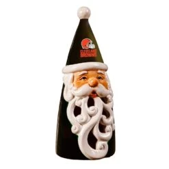 Cleveland Browns Alternate Santa LED Christmas Garden Statuary, 8 In.