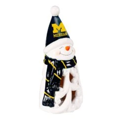 University Of Michigan Snowman LED Christmas Garden Statuary, 8 In.
