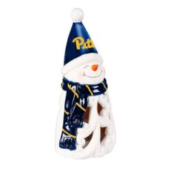 University Of Pittsburgh Snowman LED Christmas Garden Statuary, 8 In.