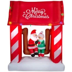 7 Ft. Tall X 5.6 Ft. Wide Christmas Inflatable Animated Airblown-Mr. And Mrs. Claus Porch Swing Scene