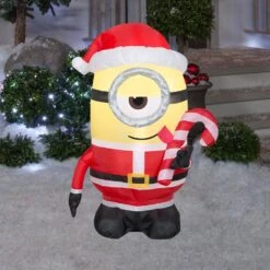 Universal 3.5 Ft. Airblown-Minion Stuart Licking Candy Cane -Christmas Decor Shop universal christmas inflatables g 116518 31 1000