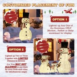 4 Ft. Snowman Family Outdoor Christmas Holiday Yard Decoration Warm White LED(3-Piece) -Christmas Decor Shop veikous christmas yard decorations pg0403 08 1f 1000