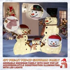4 Ft. Snowman Family Outdoor Christmas Holiday Yard Decoration Warm White LED(3-Piece) -Christmas Decor Shop veikous christmas yard decorations pg0403 08 31 1000