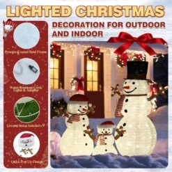 4 Ft. Snowman Family Outdoor Christmas Holiday Yard Decoration Warm White LED(3-Piece) -Christmas Decor Shop veikous christmas yard decorations pg0403 08 44 1000
