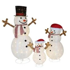 4 Ft. Snowman Family Outdoor Christmas Holiday Yard Decoration Warm White LED(3-Piece)