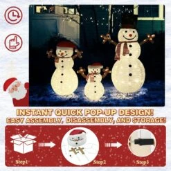 4 Ft. Snowman Family Outdoor Christmas Holiday Yard Decoration Warm White LED(3-Piece) -Christmas Decor Shop veikous christmas yard decorations pg0403 08 77 1000