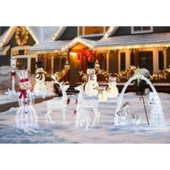 4 Ft. Snowman Family Outdoor Christmas Holiday Yard Decoration Warm White LED(3-Piece) -Christmas Decor Shop veikous christmas yard decorations pg0403 08 a0 1000