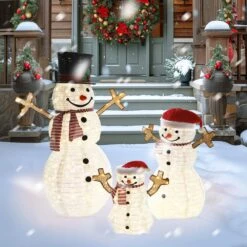 4 Ft. Snowman Family Outdoor Christmas Holiday Yard Decoration Warm White LED(3-Piece) -Christmas Decor Shop veikous christmas yard decorations pg0403 08 fa 1000
